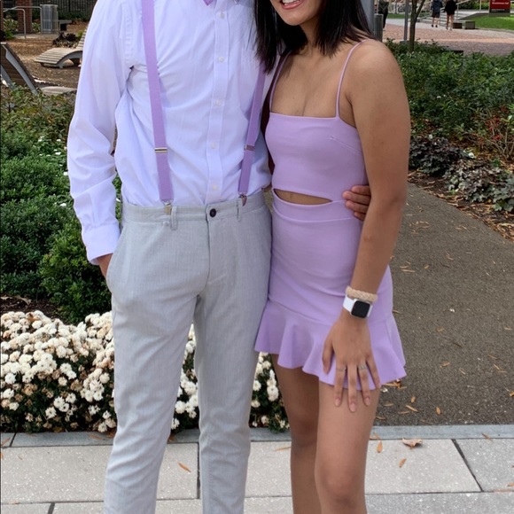 Lucy in the sky - Reilly Cutout Ruffle Dress in Lavender (size: xs) - Picture 4 of 7